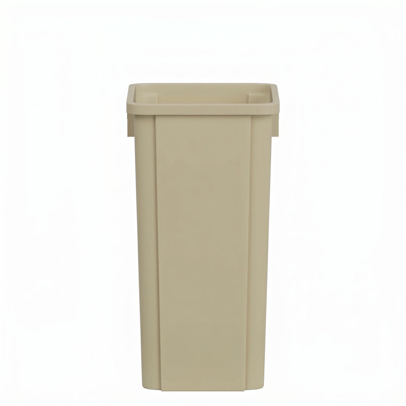 Poubelle carrée en plastique 23 pouces avec canaux d'aération, Beige