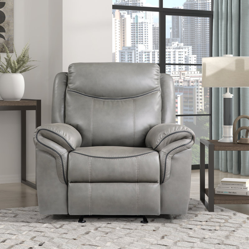 Fauteuil inclinable et oscillant en similicuir respirant de 42 po Bayshore, Similicuir gris