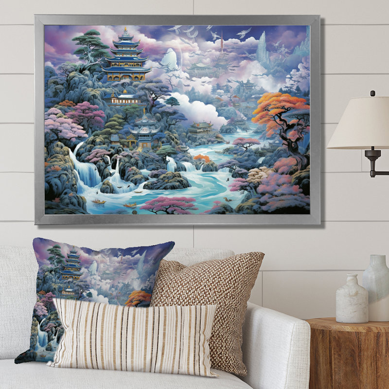 "Macknair Asian Art Mystic Landscape II", reproduction d'art sur toile, Cadre photo argenté, H 34 po x l 44 po x P 1,5 po