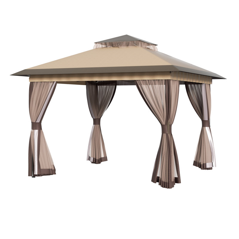 Carter 11' X 11' Easy Folding Steel Pop-Up Portable Patio Canopy Tent With Mosquito Netting And Carry Bag