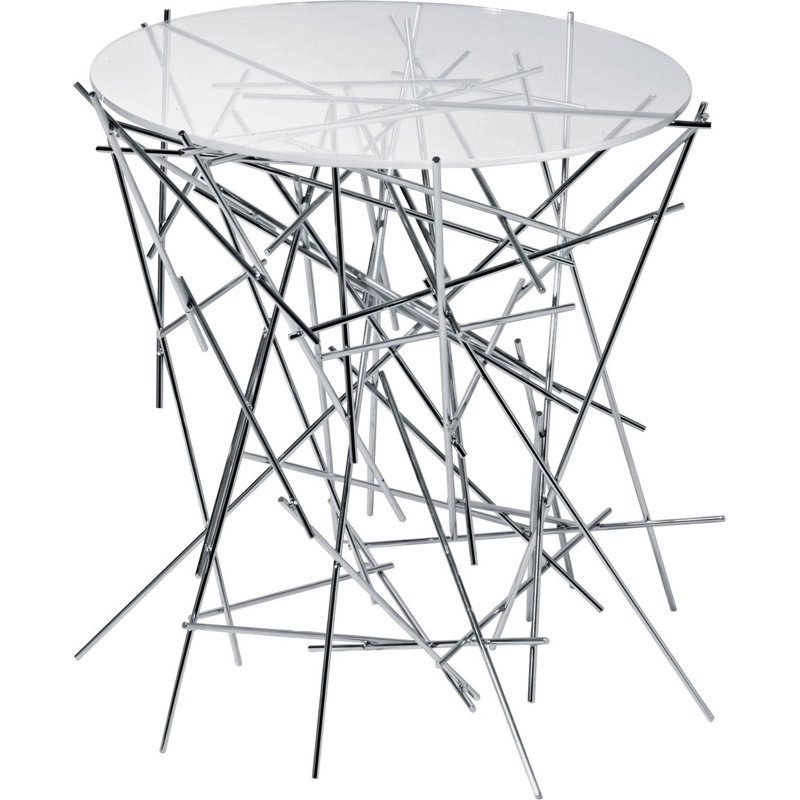 Blow Up Glass End Table, Stainless Steel