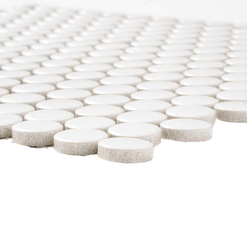 0.75" x 0.75" Porcelain Penny Round Mosaic Wall & Floor Tile, Matte White