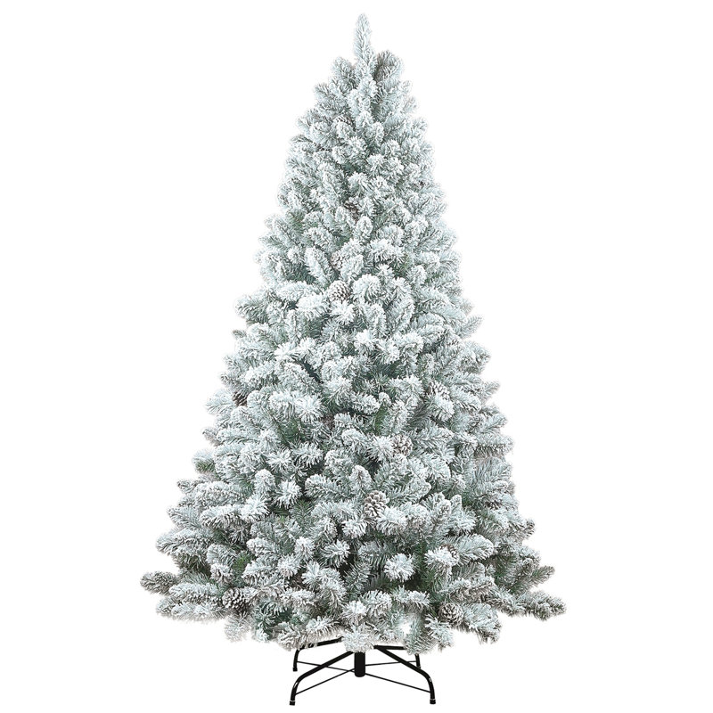 4FT Flocked Christmas Tree with Pine Cones, 4'