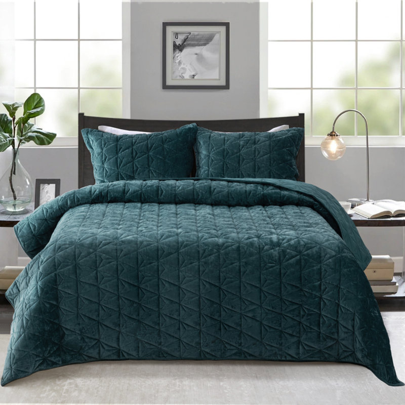 Ensemble de literie de courtepointe HoneiLife, Grand lit, Vert