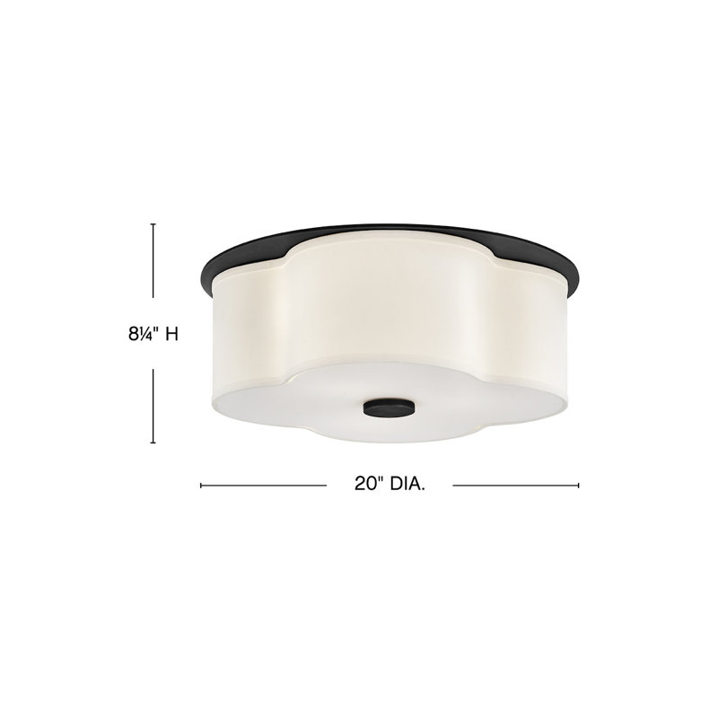 Black and White Etched Glass 3-Light LED Flush Mount Ceiling Light