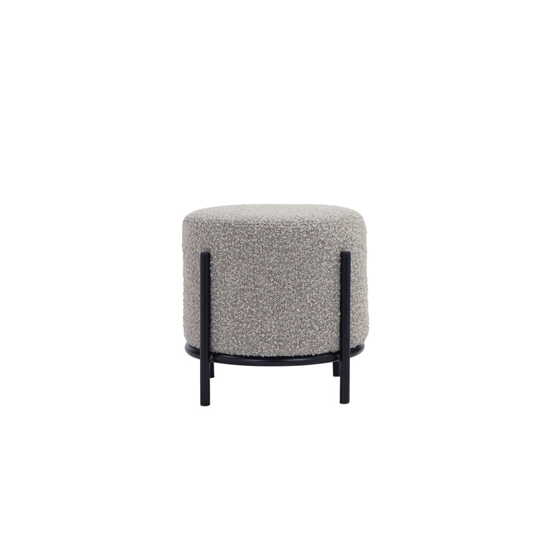 Tabouret rond Formentera jaune bouclé, gris