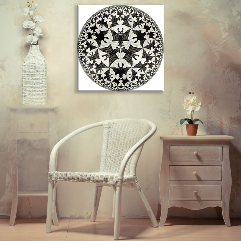 «Circle Limit IV» (Bats par M.C.Escher, toile tendue avec châssis, H 24 po x l 17 po