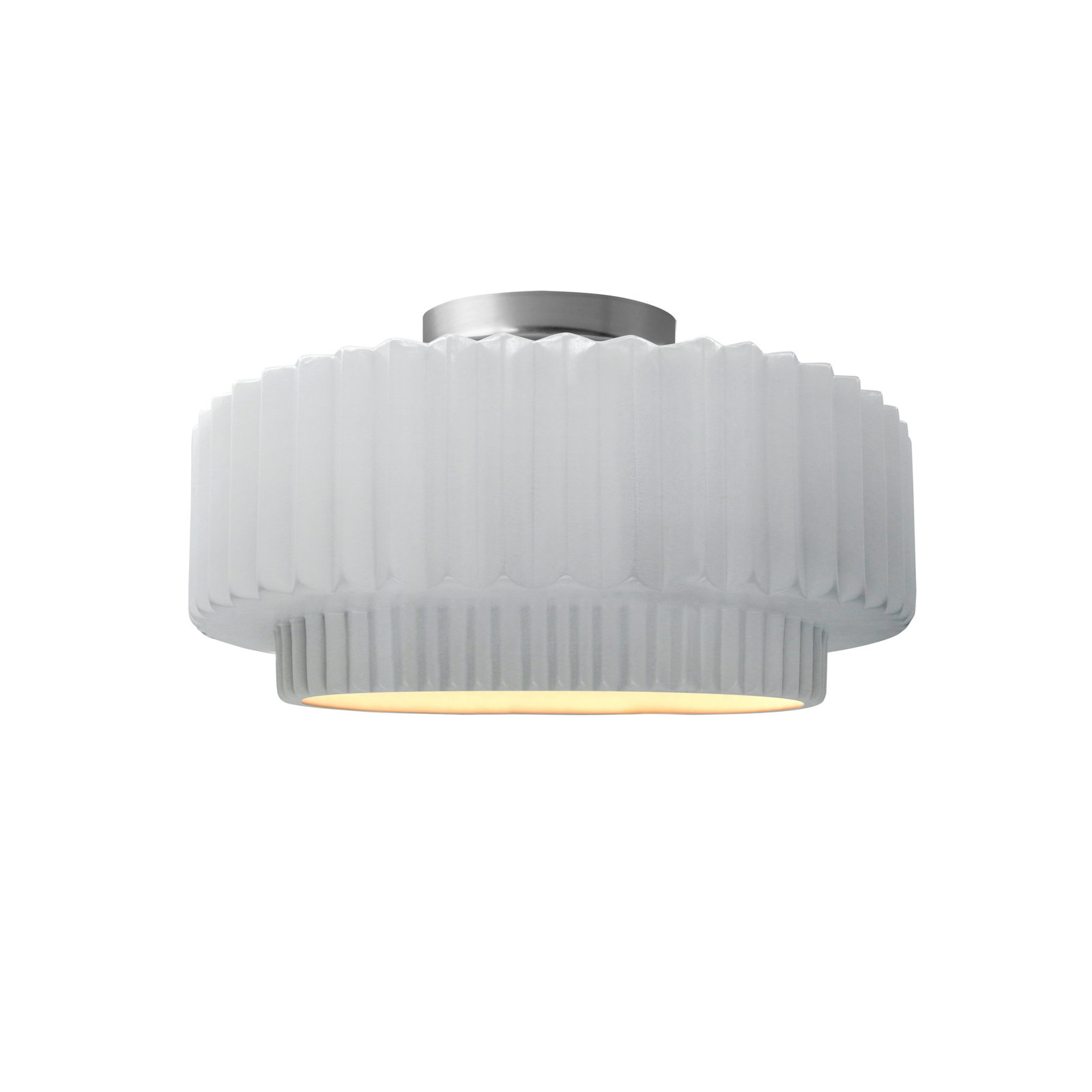 Single Light Ceramic LED Semi Flush Mount, Matte Black, Vanilla (Gloss), 7" H x 12" W x 12" D