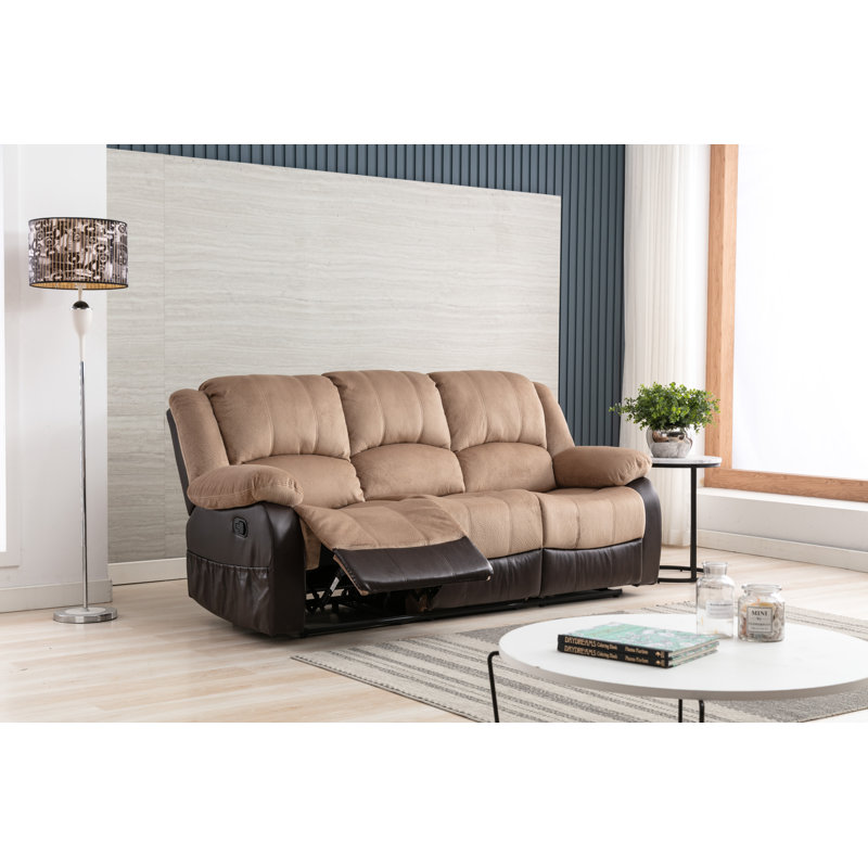 Canapé inclinable à accoudoirs coussinés de 83 po Alizzon, Beige