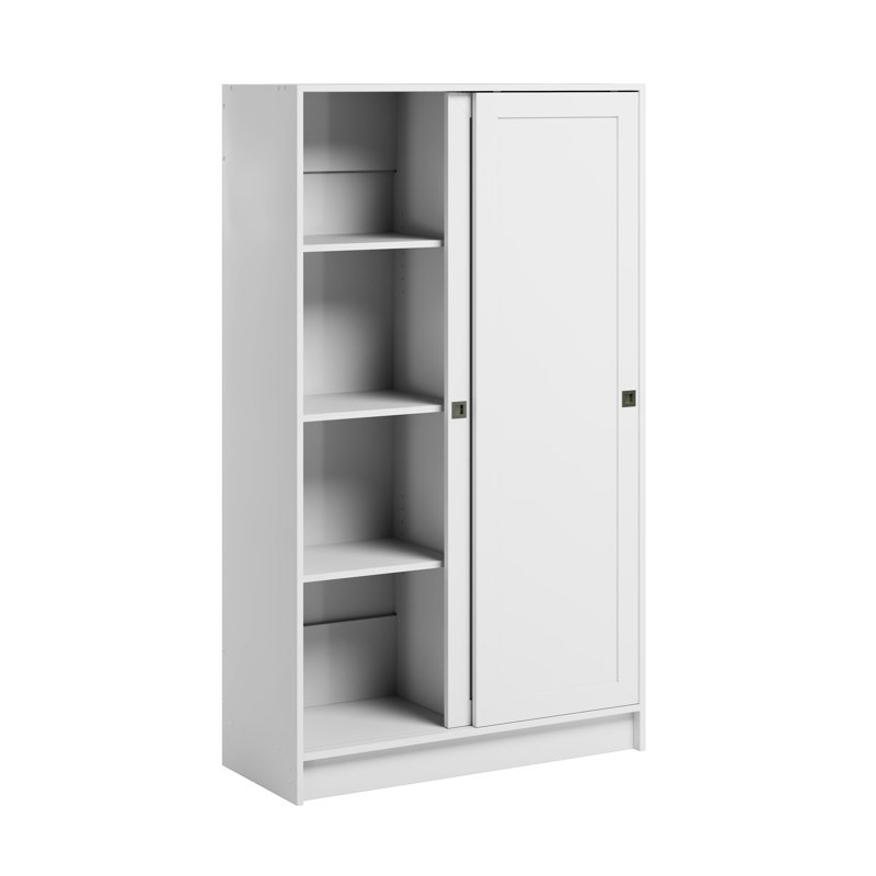 Hamilton White 65 in. Accent Cabinet Office Storage Cabinet with 4 Adjustable Shelves and Sliding Doors