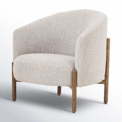 Beton Oak Genuine Leather Barrel Chair