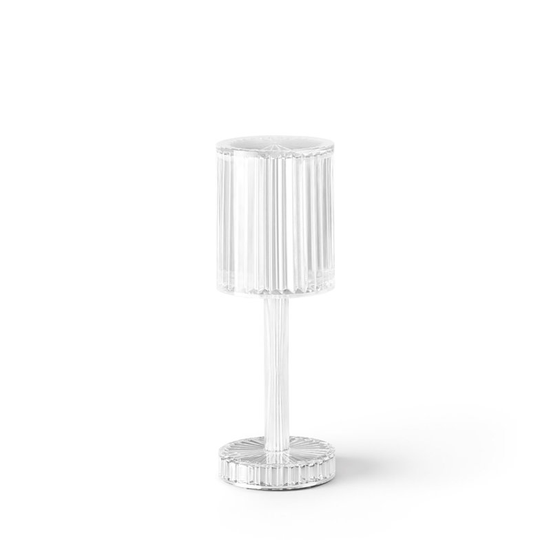 Lampe de table cylindrique en résine Gatsby, Cristal