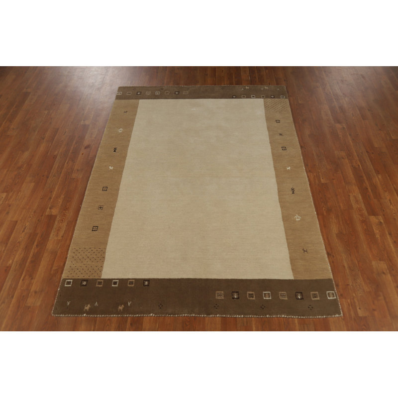 Handmade Wool Gabbeh Style Indian Area Rug 5x8