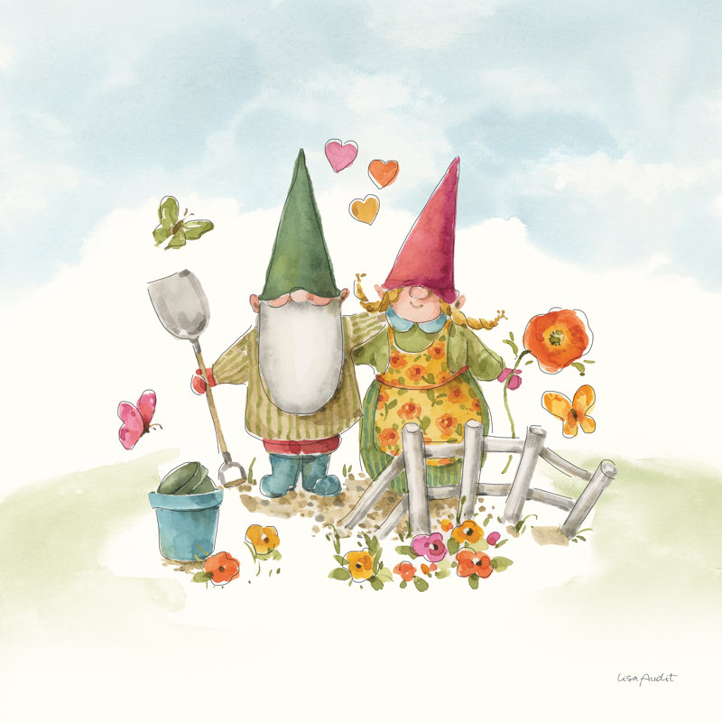 «Idoya Everyday Gnomes II-Garden On Canvas» par Lisa Audit, reproduction, H 36 po x l 36 po