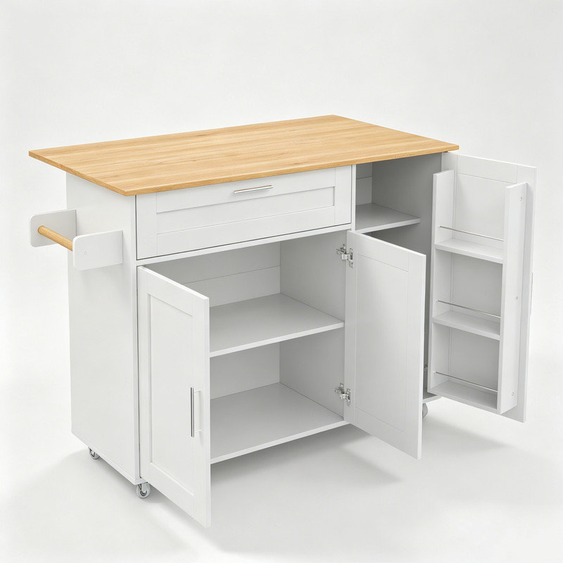 132.5 cm W Kitchen Island with, White