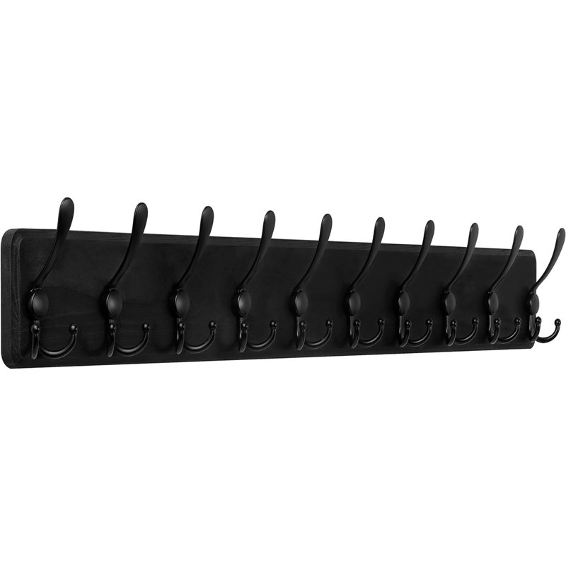 Saterfiel Wall 10 - Hook Wall Mounted Coat Rack, Black
