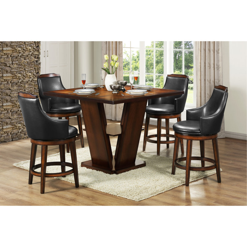 Ensemble de 2 chaises pivotantes à hauteur de comptoir rembourrées en similicuir