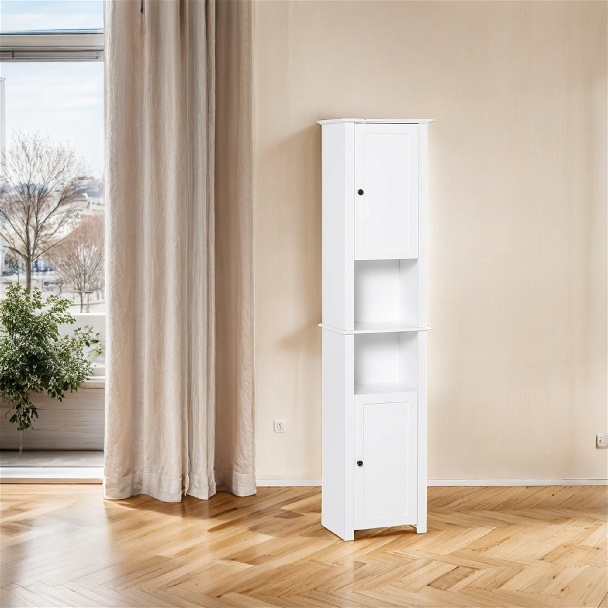 Latitude Run® Jyana Engineered Wood Freestanding Linen Cabinet | Wayfair