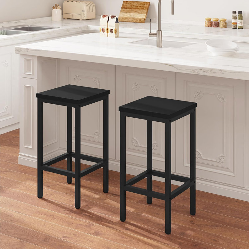 Michealla Counter Stool with Metal Frame, Black