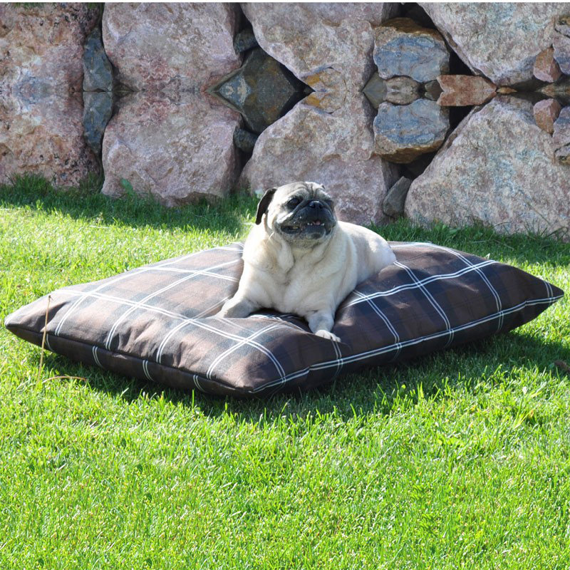 Coussin pour chien à couture unique intérieure / extérieure, Petit (38" L x 28" W), marron