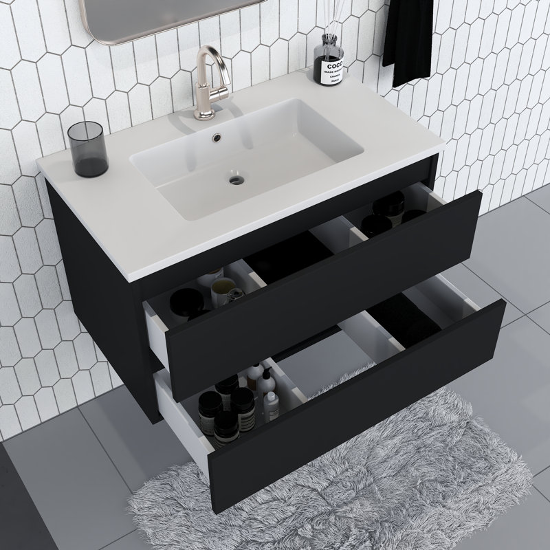 Salt 36'' Single Bathroom Vanity with Resin Top, Black