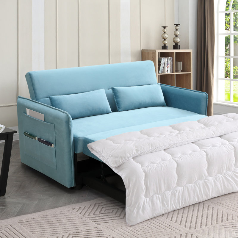 Canapé-lit escamotable, méridienne ajustable avec 2 poches latérales et 2 coussins pour le bureau personnel