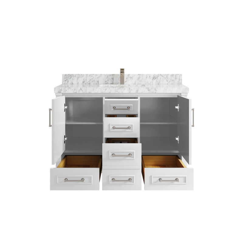 Aberdeen 48'' Single Bathroom Vanity with Top, Carrara Marble, Coventry Grey