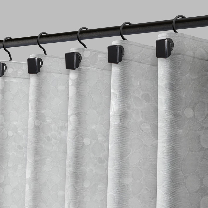 Doublure de douche en PEVA avec œillets noirs Moorefield Pebbles, doux au toucher, 72 po x 72 po, noir, Noir