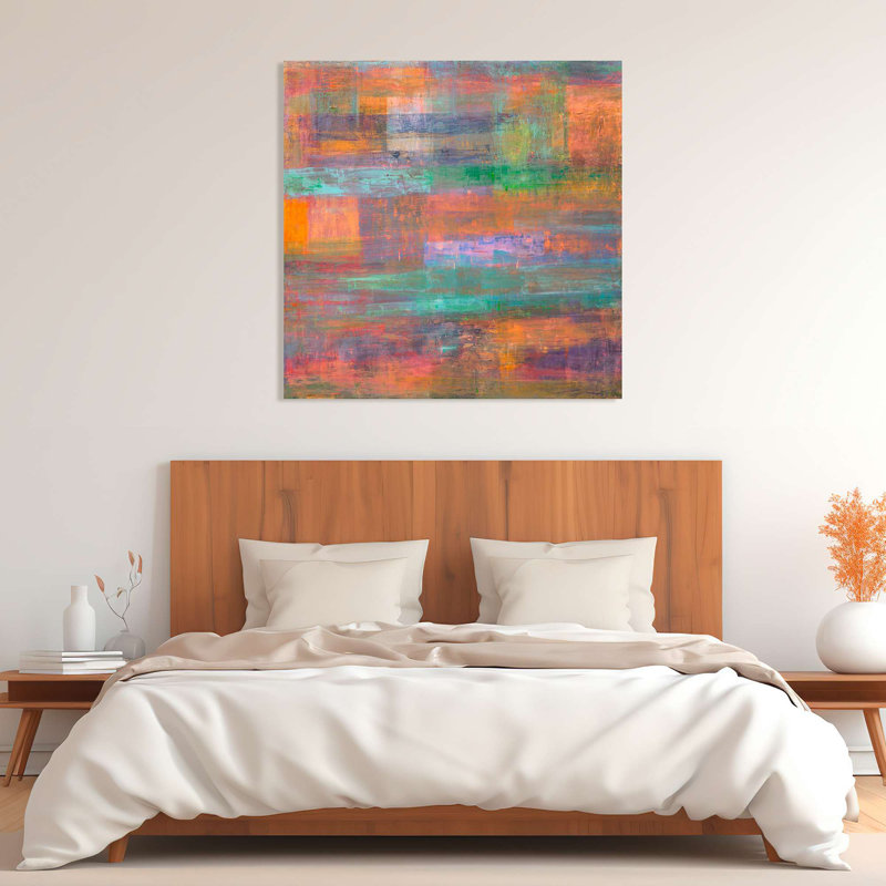 Abstract Painting: Rhythm Of Light - Wrapped Canvas Print, 50cm H x 50cm W