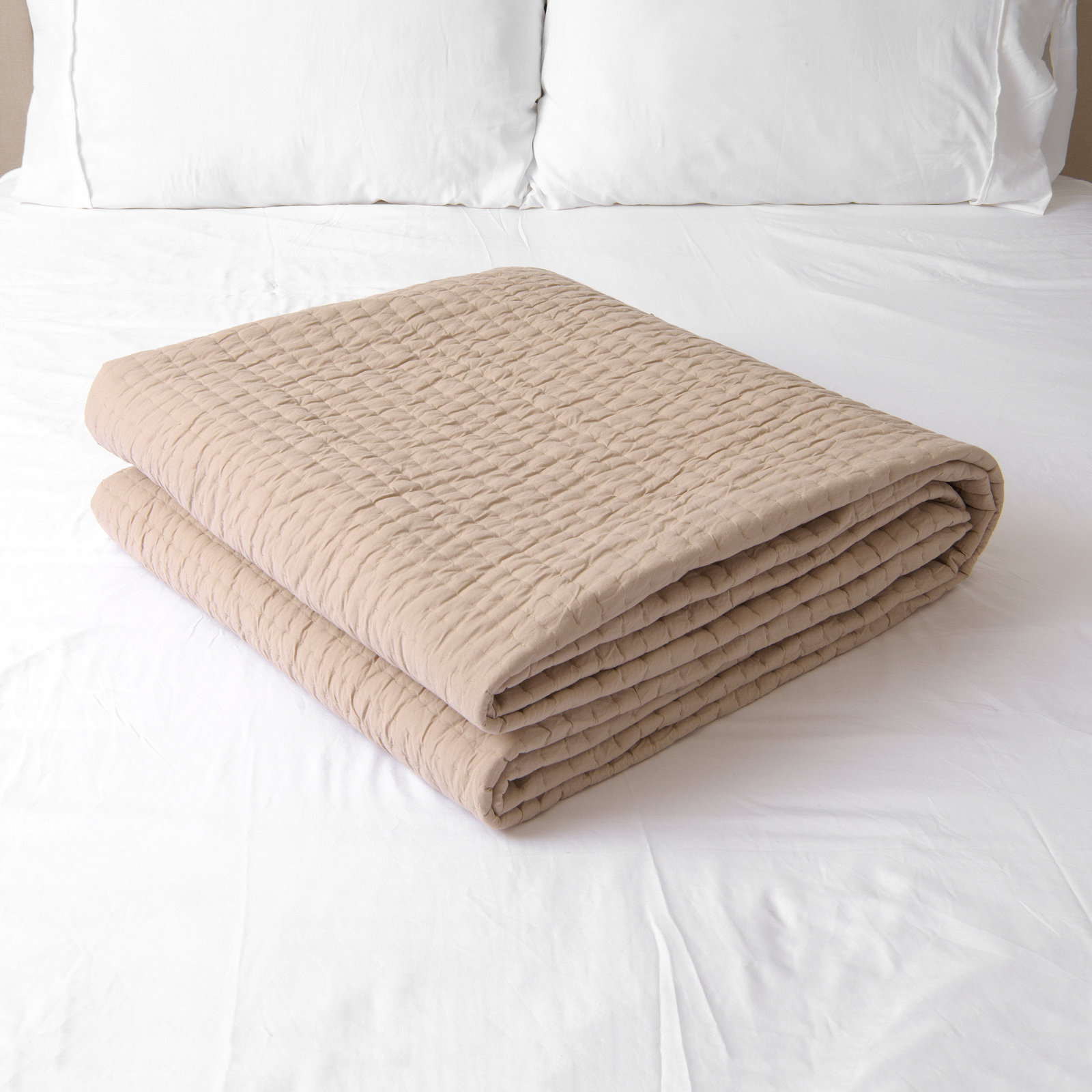 Cotton Quilt Set, King Quilt, Natural