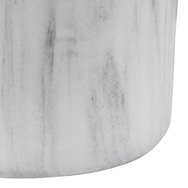 Mankirt 16" Modern Minimalist Faux Marble Column Indoor/Outdoor Accent Table, Gray/White