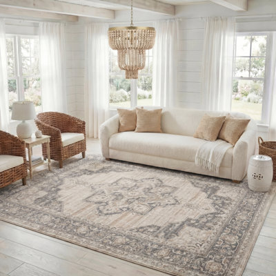 Tapis oriental crème / gris Aurelle