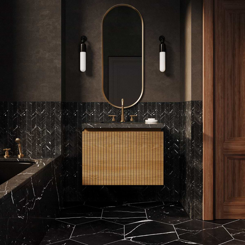 Melrose 30'' W Single Vanity, White Ash, 30", Black