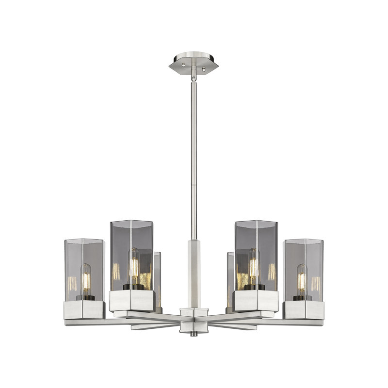 Lustre suspendu 6 lumières 9 po Claverack, Transparent, Nickel satiné