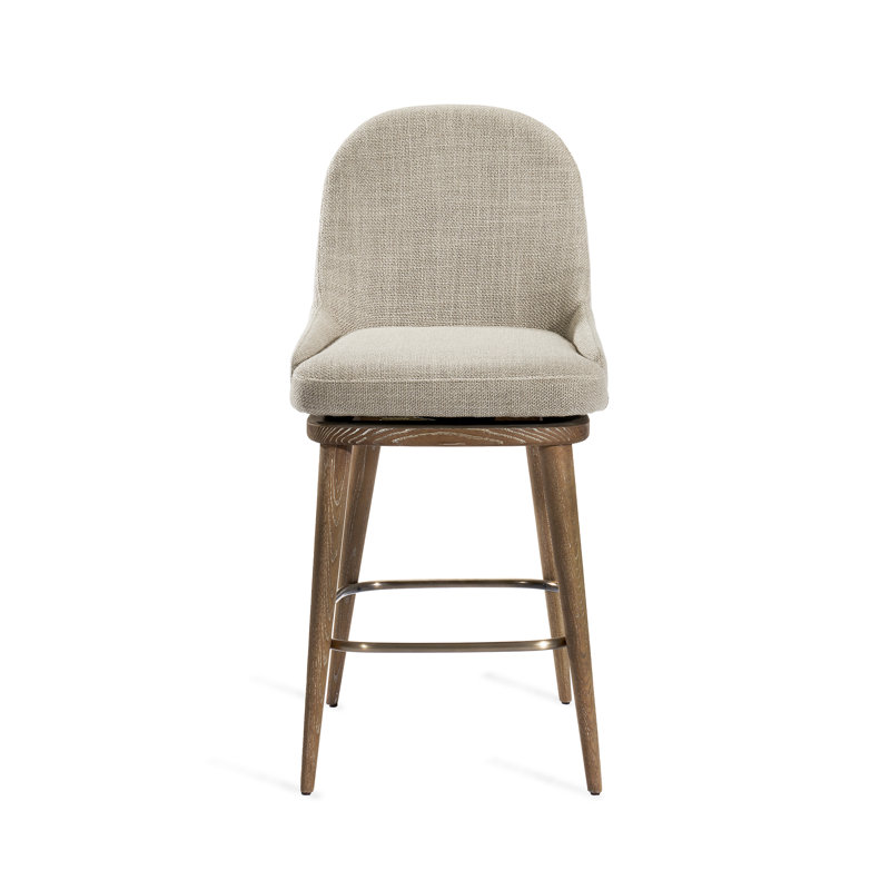 Harper Autumn Brown and Flax Loomed Linen Swivel Counter Stool