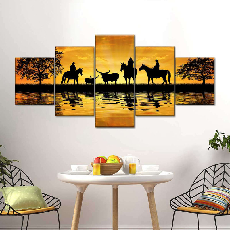 «Wetland Cowboys», reproduction d'art sur toile, H 74 po x l 34 po x P 1,25 po