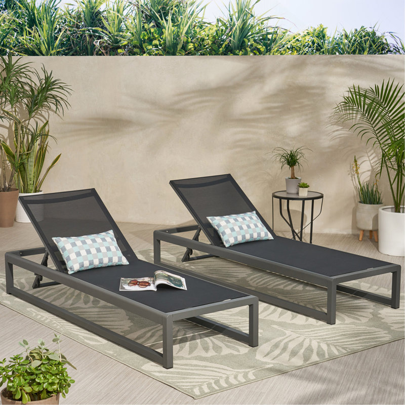 MODESTA CHAISE LOUNGE, Black/Gray