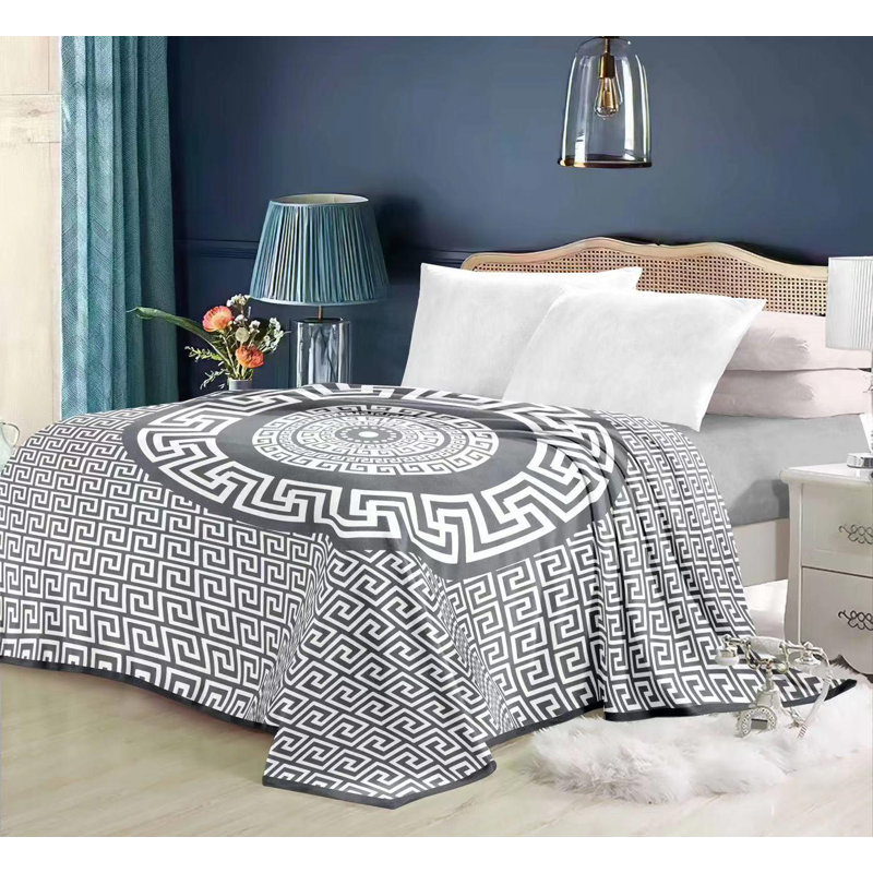 2Ply Greek Design Blanket, Grey