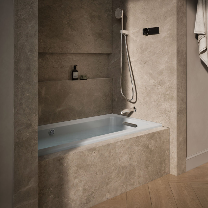 Archer 60-in X 30-in Alcove Heated Bubblemassage Air Bath with Left-hand Drain, Ice Gray, Right