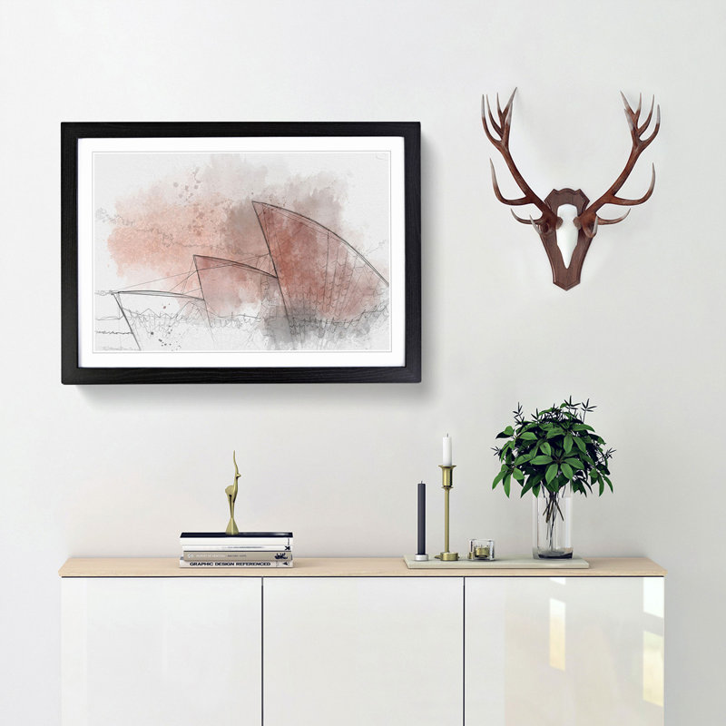 The Sydney Opera House in Abstract - Framed Print, 60cm H x 91cm W x 2cm D, Black