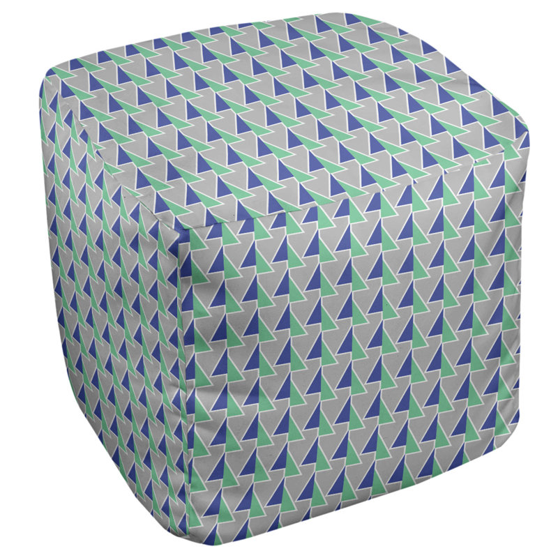 Repose-pieds cube à motif shifted arrows, Vert / bleu, H 13 po x l 13 po x P 13 po