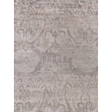 Antique'd Silk Damask Area Rug in Taupe