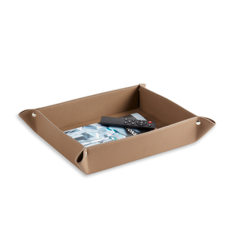 Plateau en cuir Elisea, Bois beige