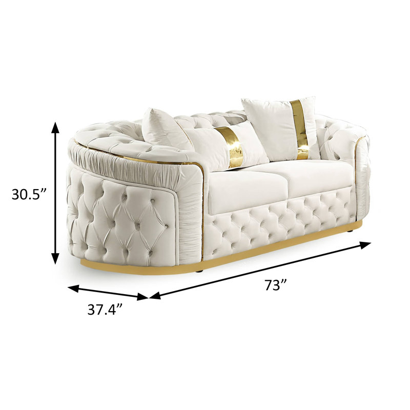 Causeuse l 73 po, beige / or