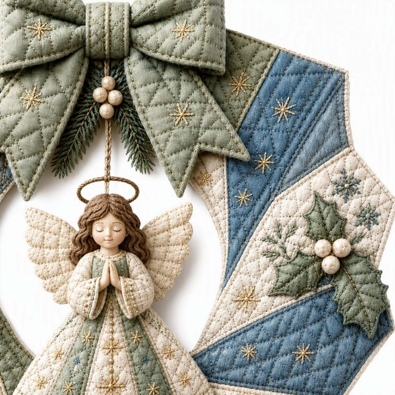 Trousse de bricolage pour couronne de Noël en tissu de courtepointe, Green