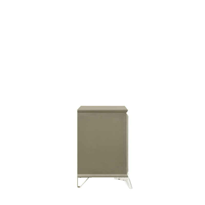 Table de chevet contemporaine 2 avec accents en bois - table argentée 2 tiroirs