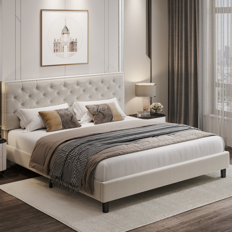 Latitude Run Emanuell Velvet Tufted Bed Frame | Wayfair