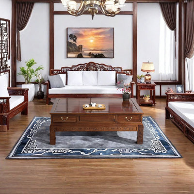 Solid Wood Coffee Table with Four Drawers.