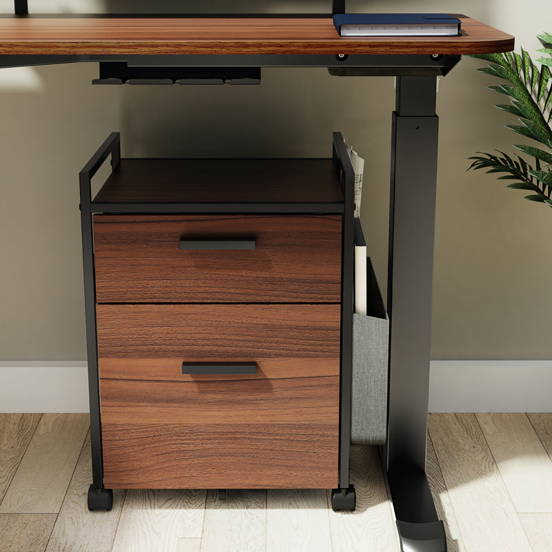 43.5cm Wide 2 -Drawer Mobile File Cabinet, Walnut/Black