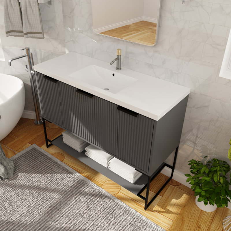 Ensemble de meuble-lavabo simple 47 po, Gris roche